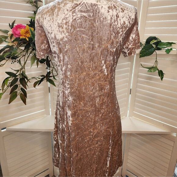 151 SHE & SKY BEIGE LIGHT WEIGHT CRUSHED VELVET DRESS - Picture 6 of 8